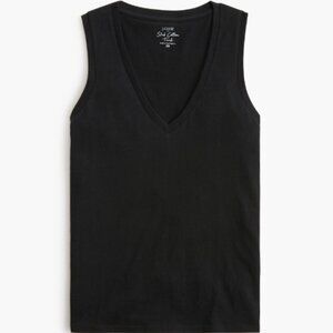 J Crew slub cotton V-neck tank top-Black